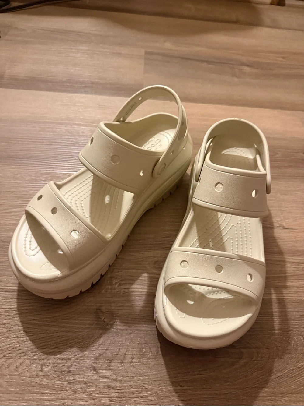 CROCS Platform Slide Sandals in Light Cream